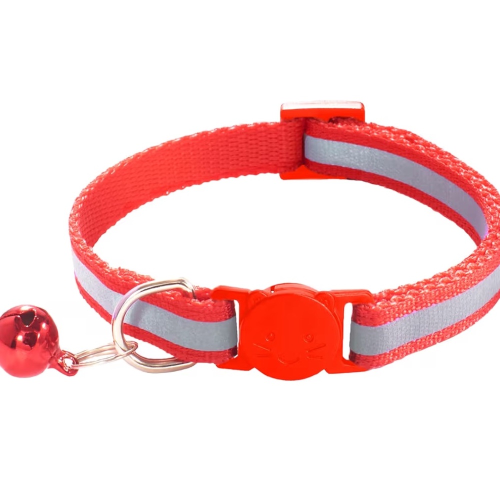 Breakaway Reflective Cat Collar with Bell - Red